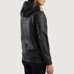 Women's Zest Black Hooded Leather Pullover Jacket