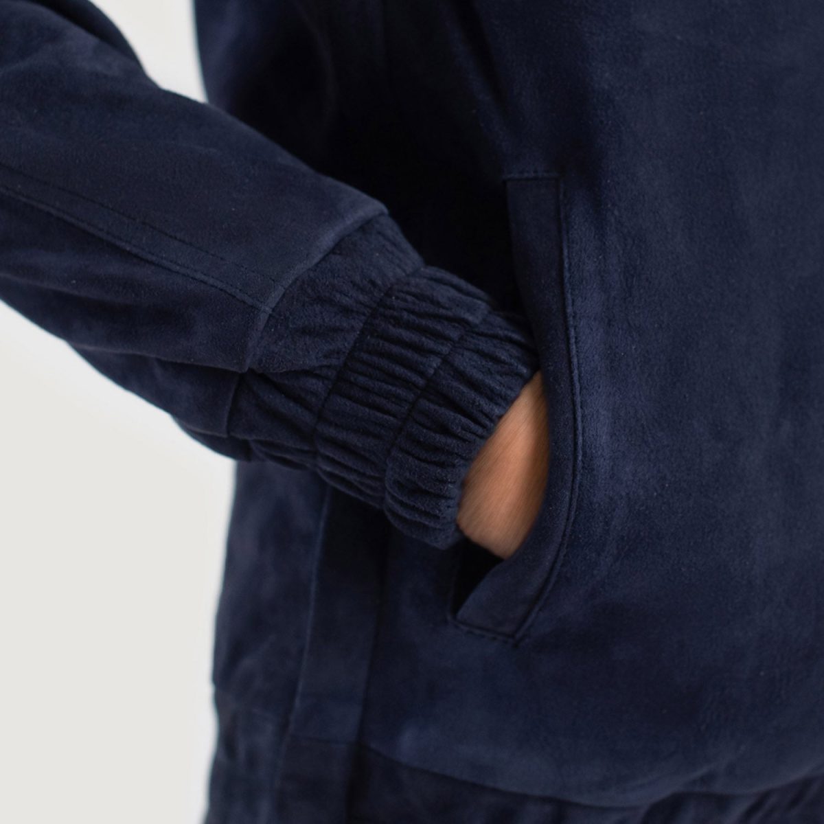 Women's Zest Blue Hooded Leather Pullover Jacket