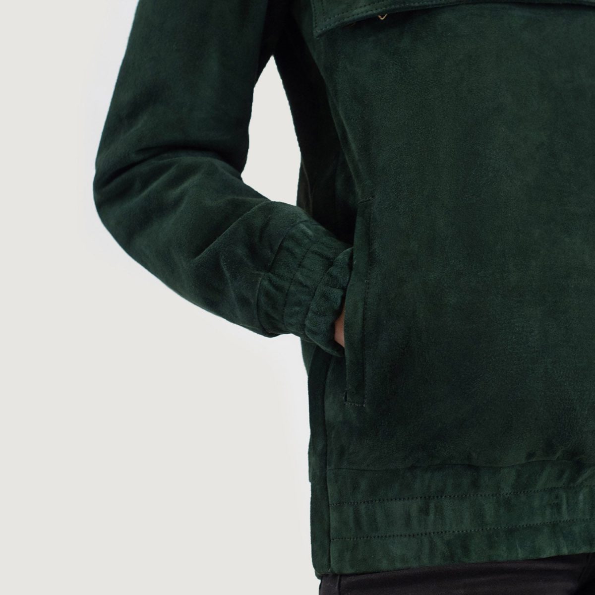 Women's Zest Green Hooded Leather Pullover Jacket