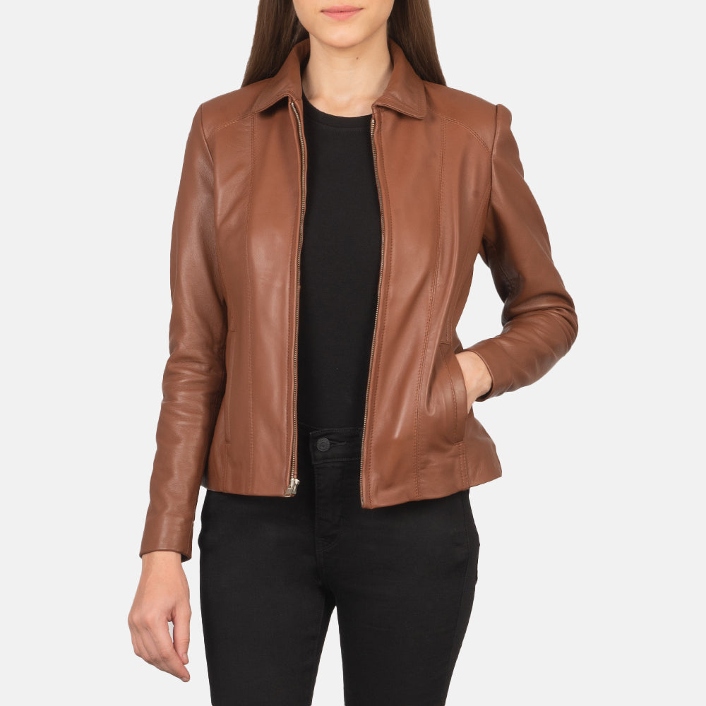 Women's Colette Brown Leather Jacket