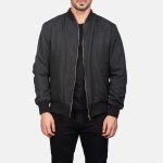 Men's Zack Bomber Satin Black Jacket