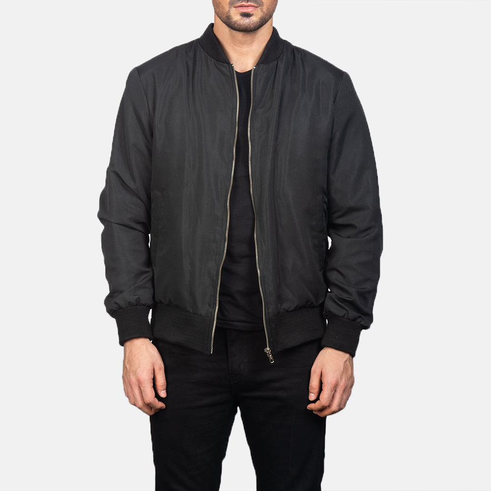 Men's Zack Bomber Satin Black Jacket