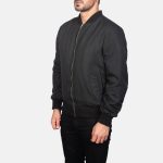 Men's Zack Bomber Satin Black Jacket
