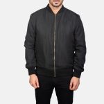 Men's Zack Bomber Satin Black Jacket