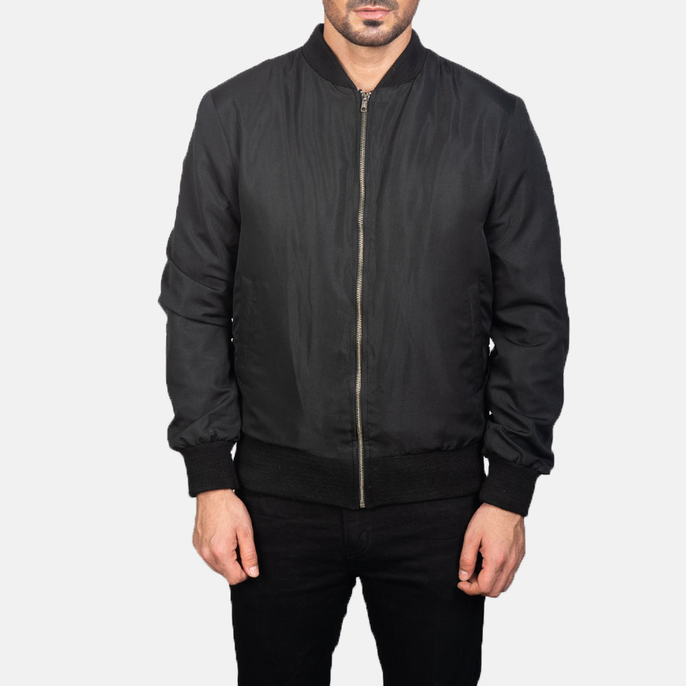 Men's Zack Bomber Satin Black Jacket