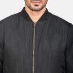 Men's Zack Bomber Satin Black Jacket