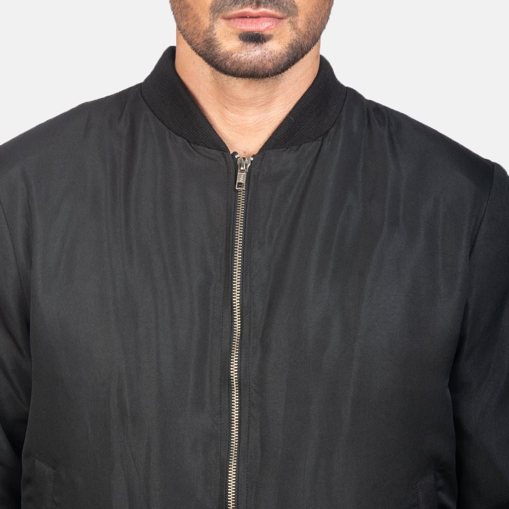 Men's Zack Bomber Satin Black Jacket