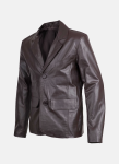 Men's 2 Button Brown Leather Blazer