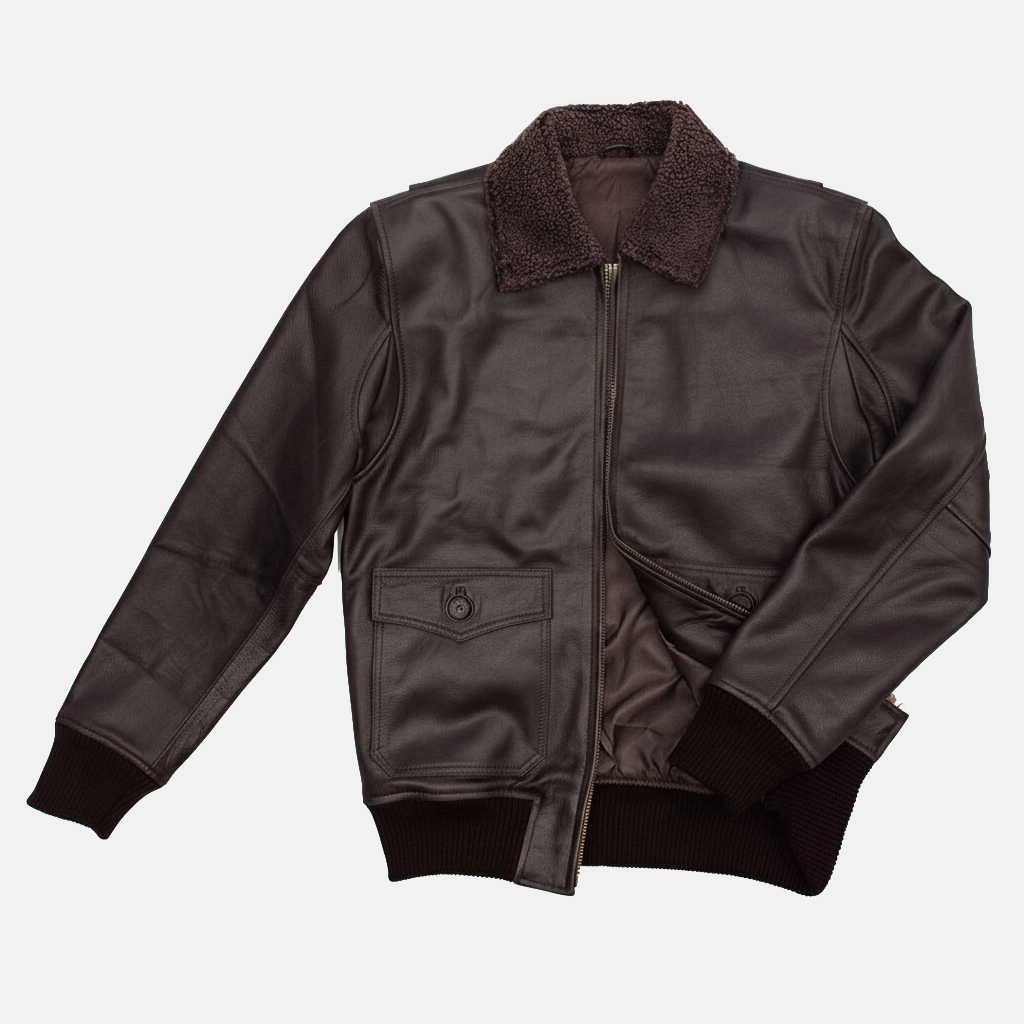 Men's A-2 Aviator Fur Brown Leather Jacket