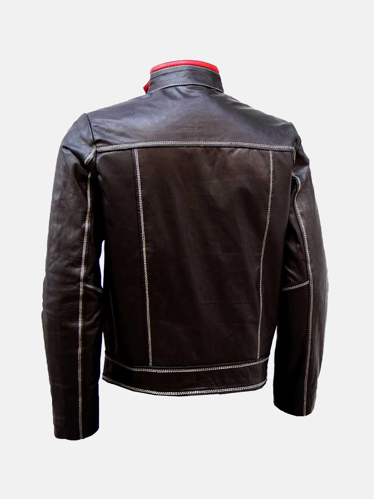 Men's Bi-Color Unique White Stitched Moto Leather Jacket