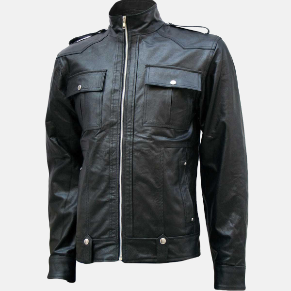 Men's Black Designer Biker Leather Jacket