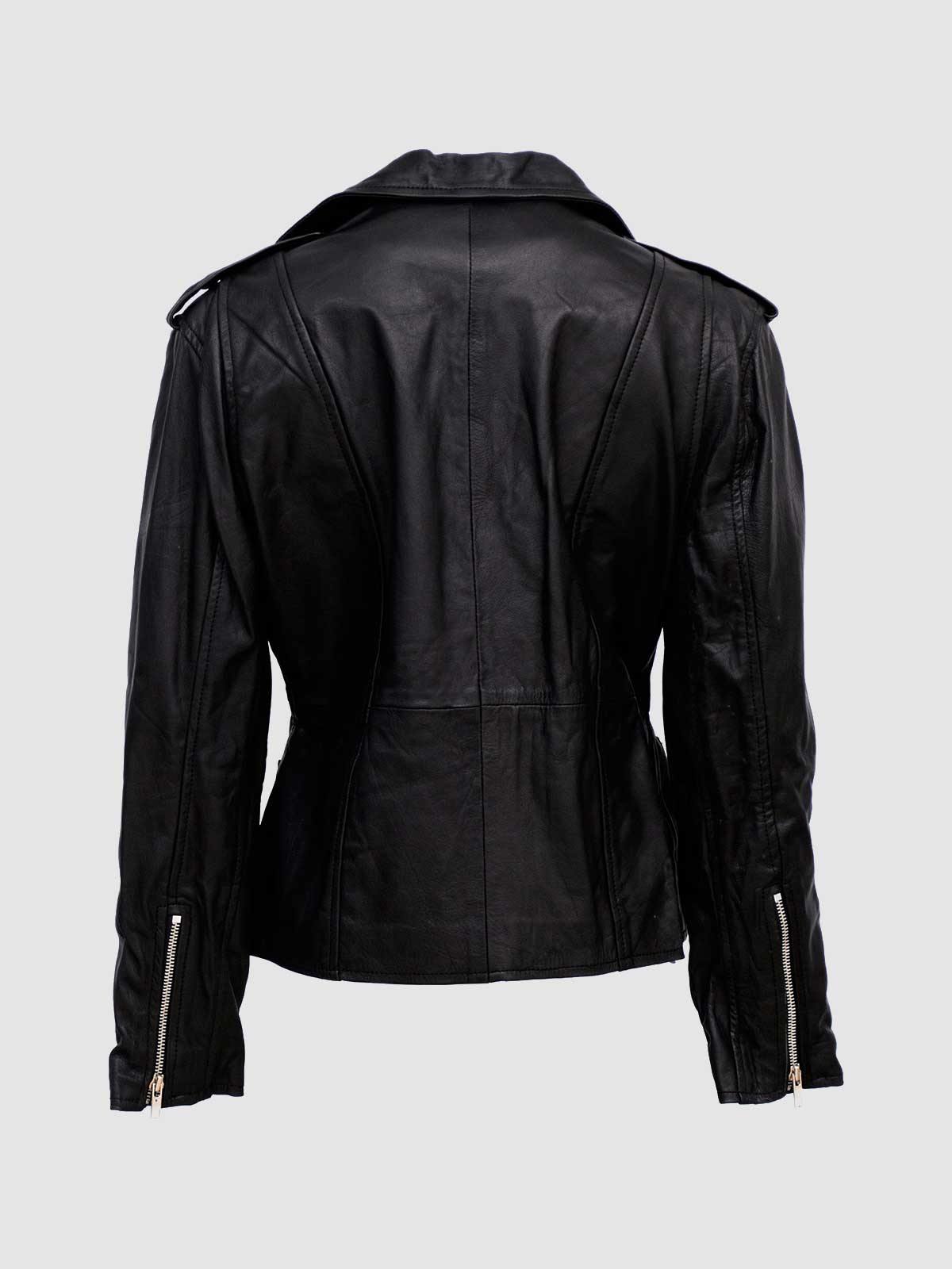 Women's Black Sheepskin Biker Leather Jacket