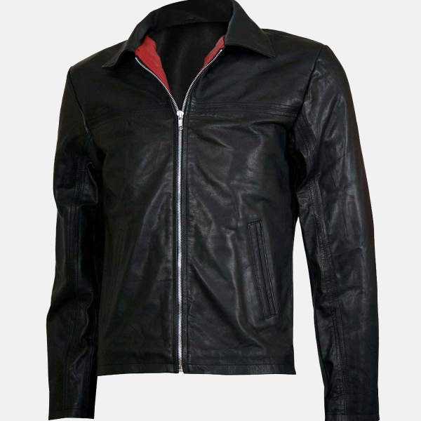 Men's Cafe Racer Black Leather Biker Jacket