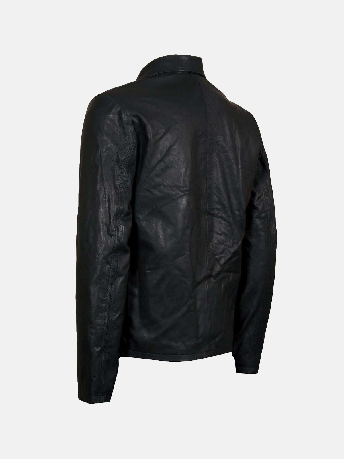 Men's Cafe Racer Black Leather Biker Jacket