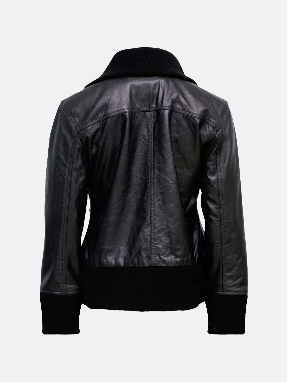 Women's Classic Black Bomber Leather Jacket