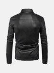 Men's Collared Biker Leather Jacket