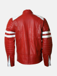 Men’s Red & White Cafe Racer Leather Jacket