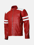 Men’s Red & White Cafe Racer Leather Jacket