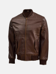 Men's Brown Leather Bomber Biker Jacket