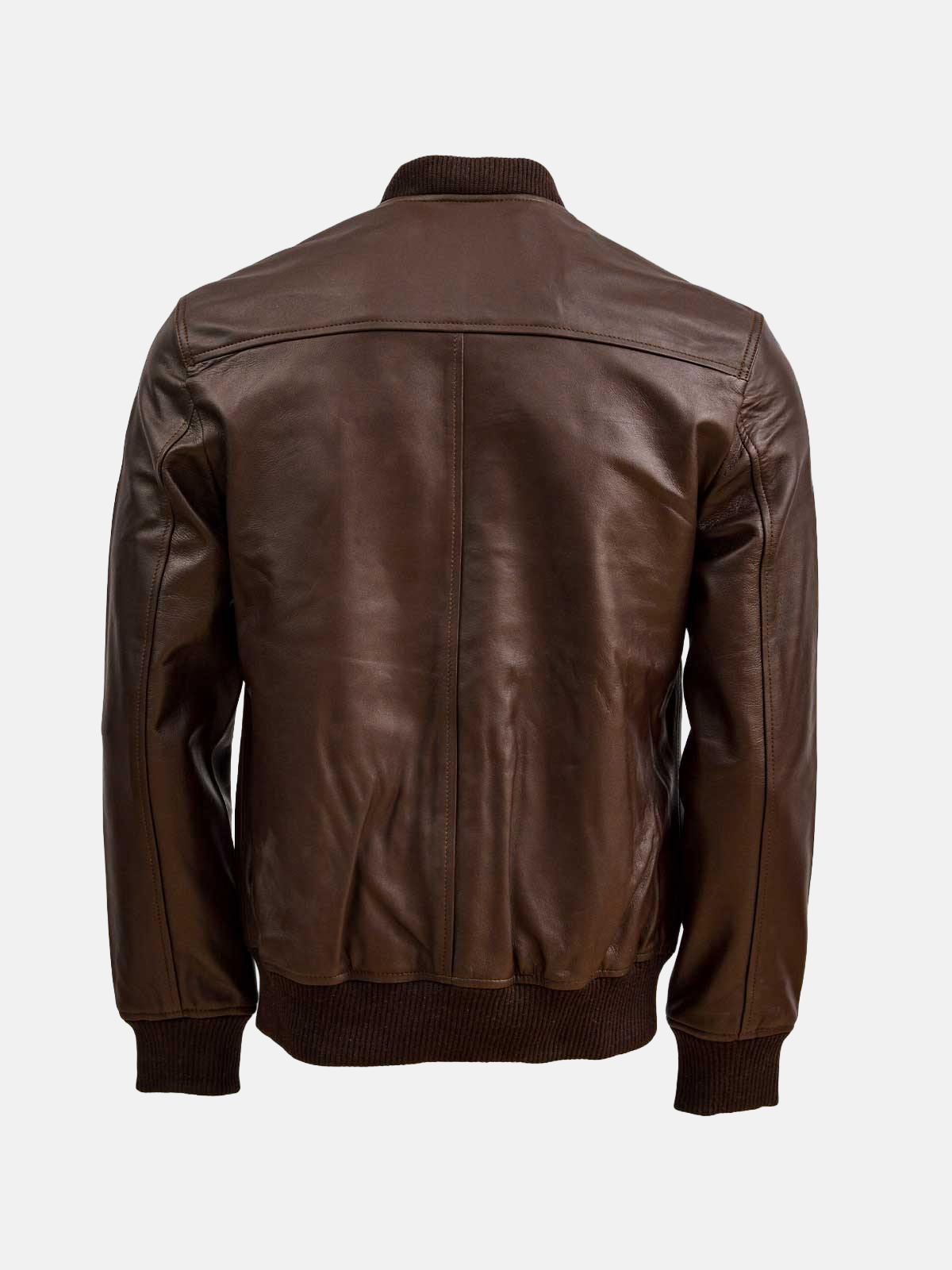 Men's Brown Leather Bomber Biker Jacket