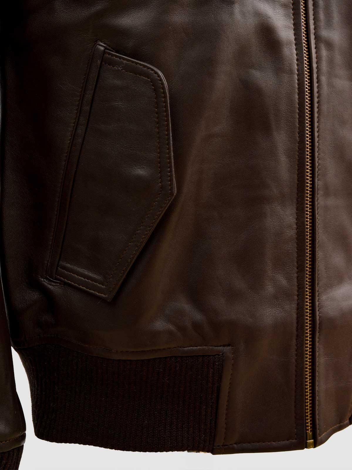 Men's Brown Leather Bomber Biker Jacket