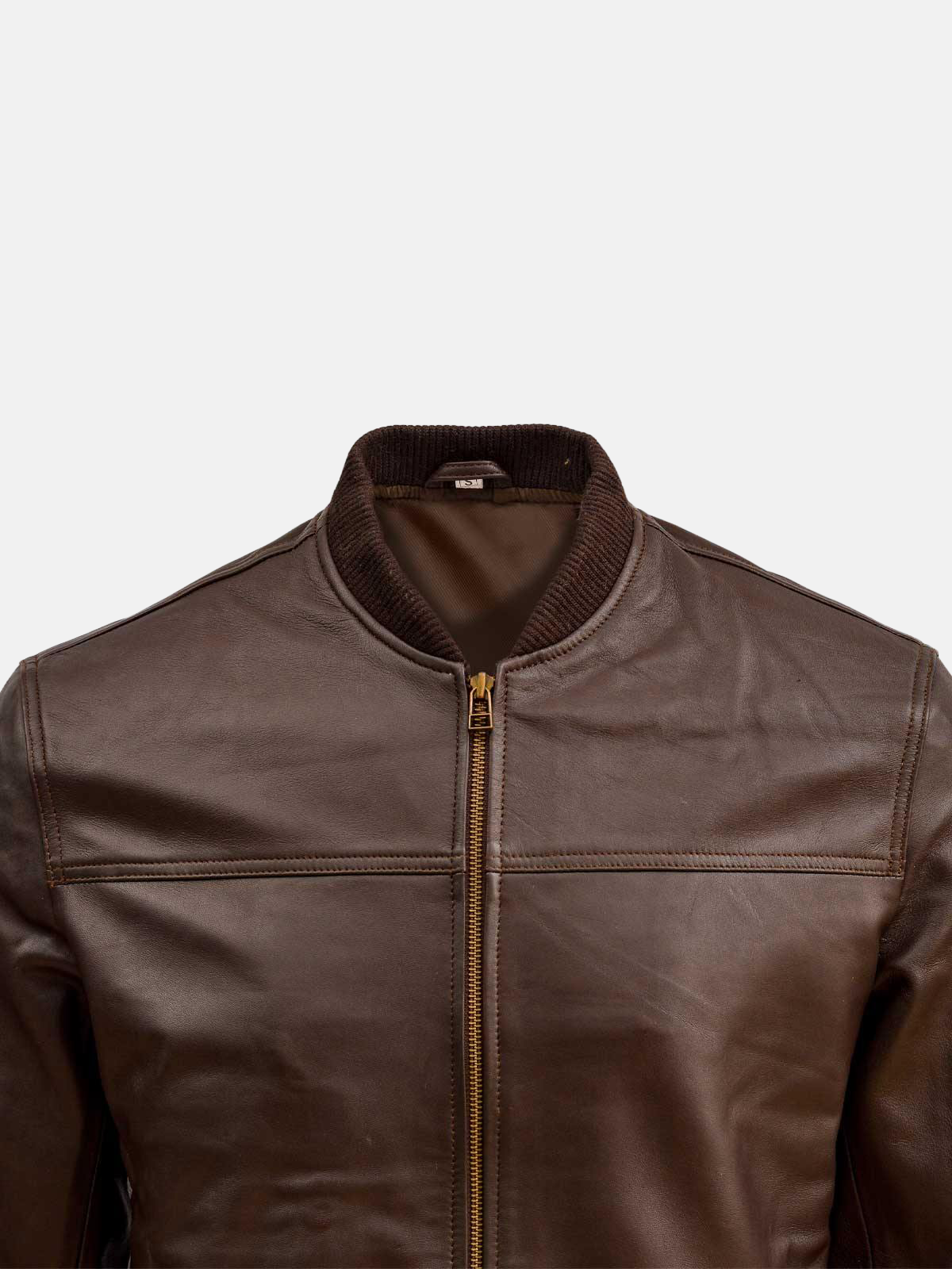 Men's Brown Leather Bomber Biker Jacket