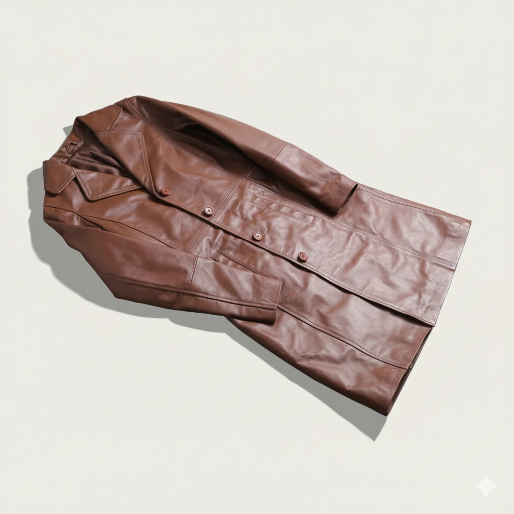 Women's Alexis Brown Single Breasted Leather Coat