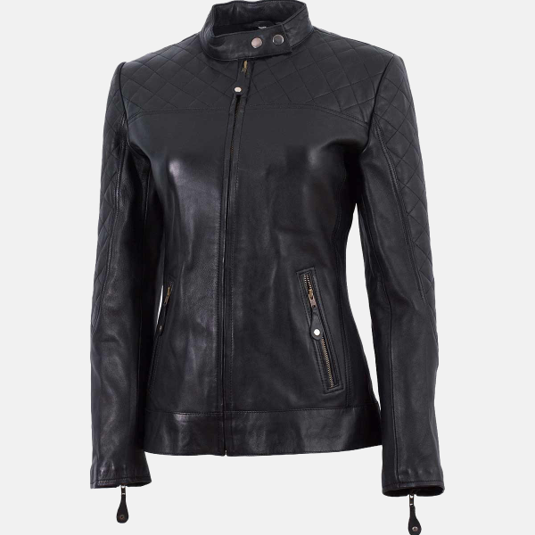 Women's Cafe Racer Leather Biker Jacket