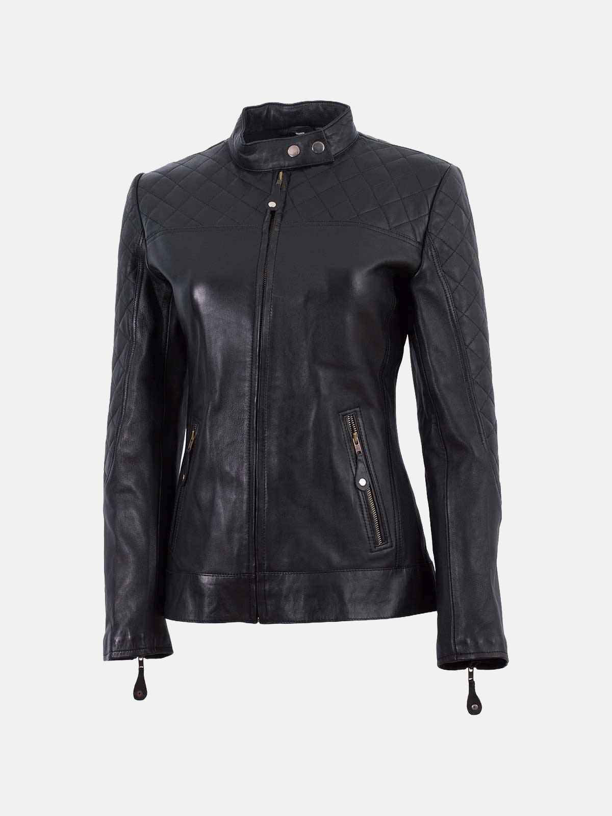 Women's Cafe Racer Leather Biker Jacket