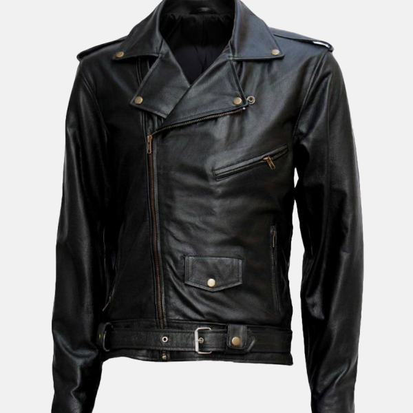 Men's Black Leather Motorcycle Jacket