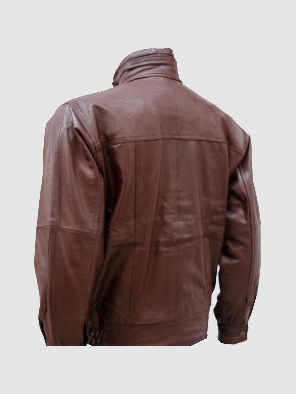 Men's Chocolate Brown Leather Bomber Jacket
