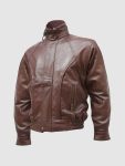 Men's Chocolate Brown Leather Bomber Jacket