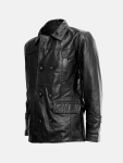 Men's Black Reefer Leather Jacket