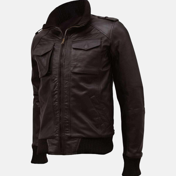 Men's Classic Biker Leather Bomber Jacket
