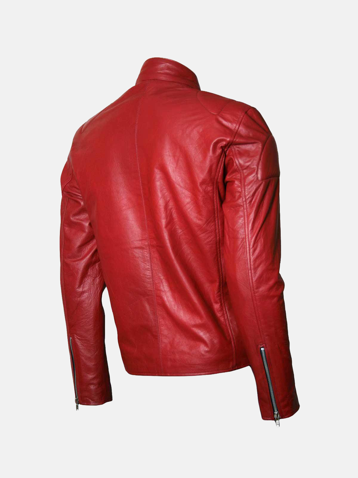 Men's Classic Zipper Style Red Leather Jacket
