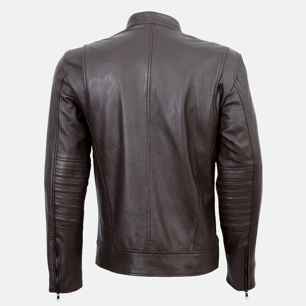 Men's Deosai Mocha Brown Cafe Racer Biker Leather Jacket