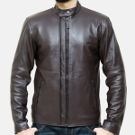 Men's Deosai Mocha Brown Cafe Racer Biker Leather Jacket