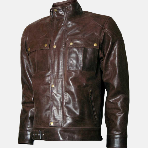 Men's Classic Distressed Brown Leather Motorcycle Jacket