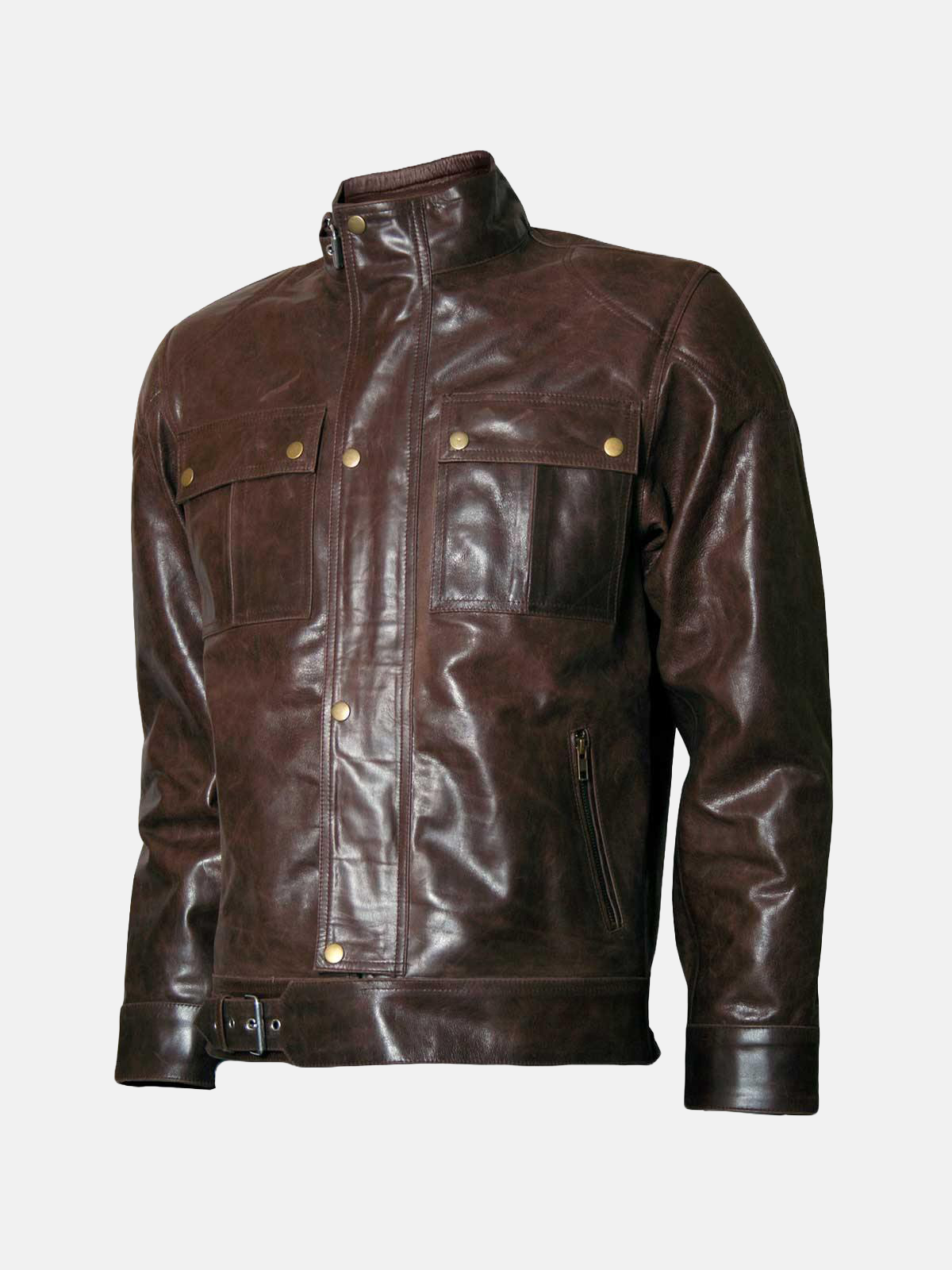 Men's Classic Distressed Brown Leather Motorcycle Jacket