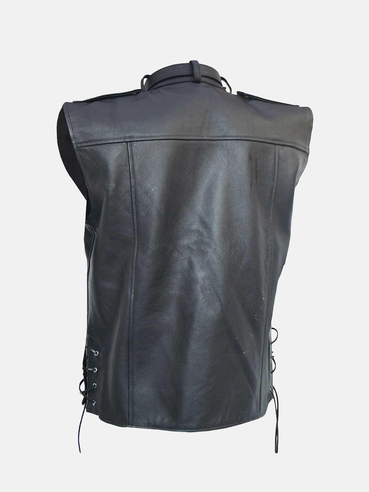 Men's Easy Wear Black Biker Leather Vest