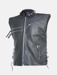 Men's Easy Wear Black Biker Leather Vest