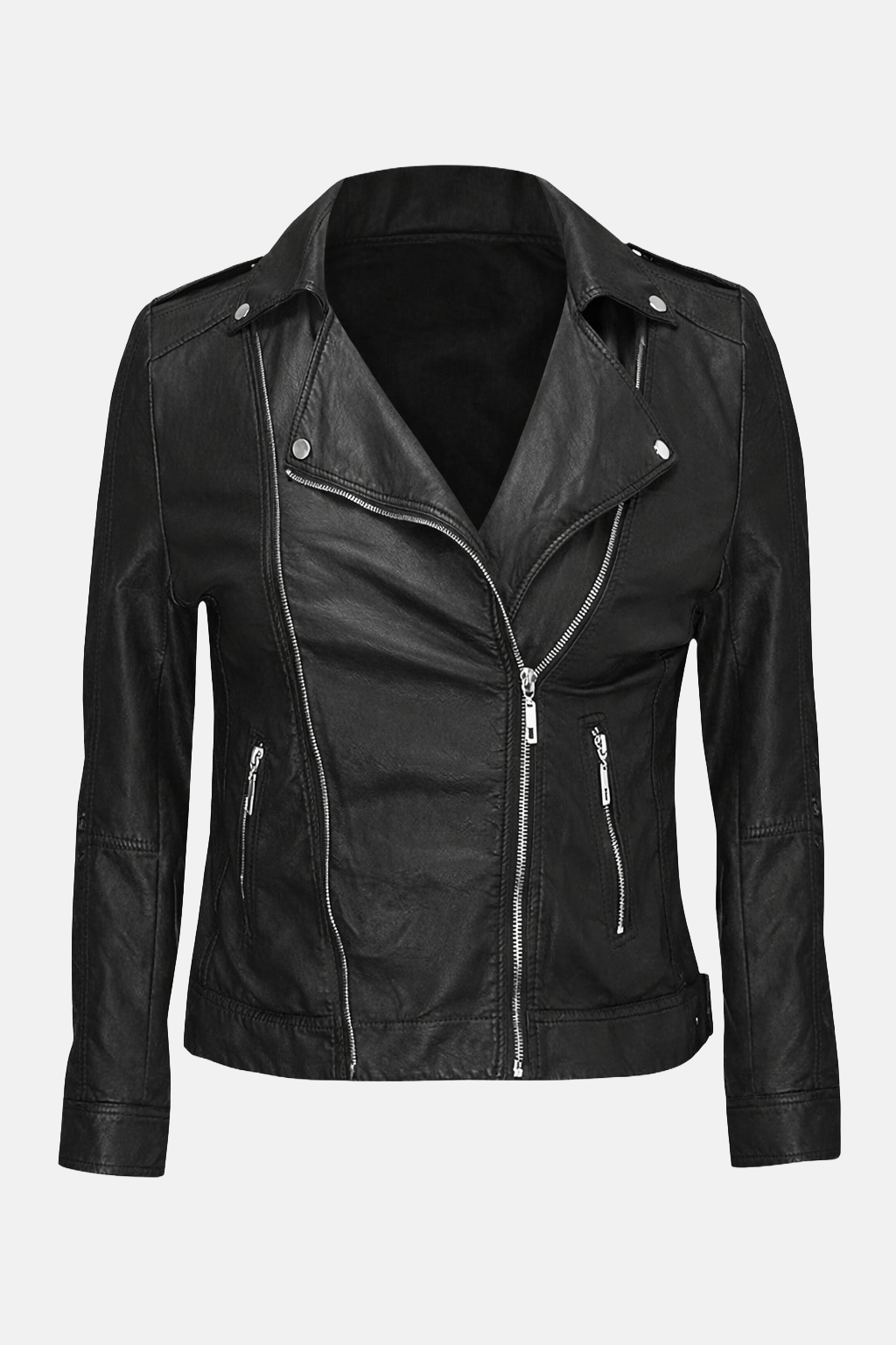 Women's Ember Black Leather Biker Jacket