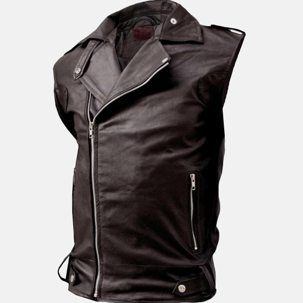 Men's Fascinating Brown Leather Motorcycle Vest