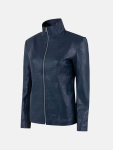 Women's High Collar Leather Jacket