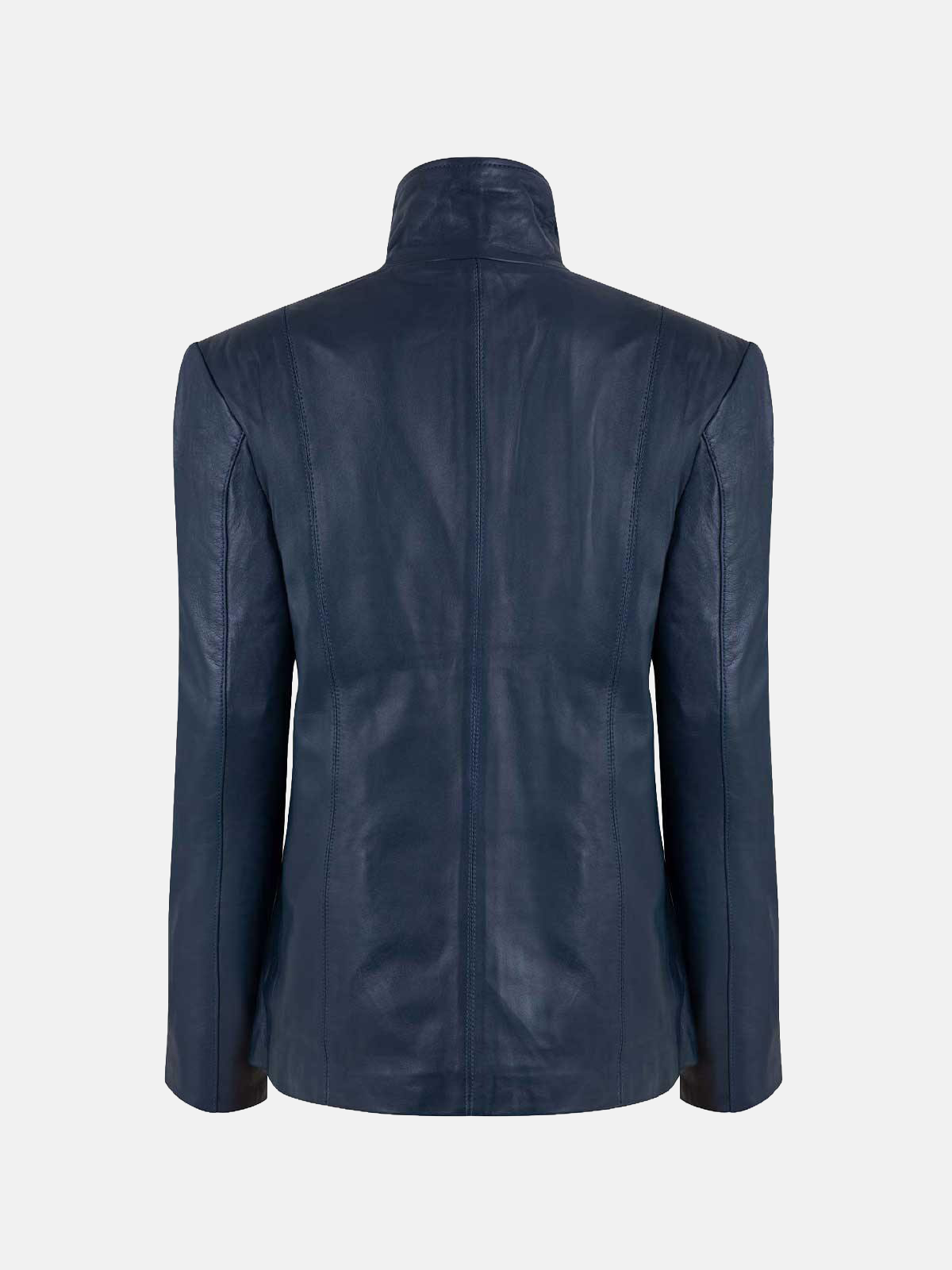 Women's High Collar Leather Jacket
