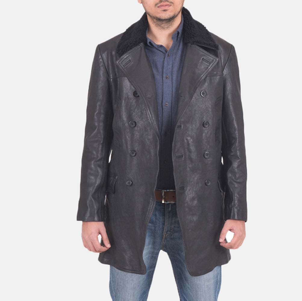 Men's Pierce Shearling Black Leather Jacket