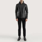 Men's Andy Matte Black Hooded Leather Jacket