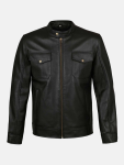 Men's 4 Pocket Black Leather Jacket
