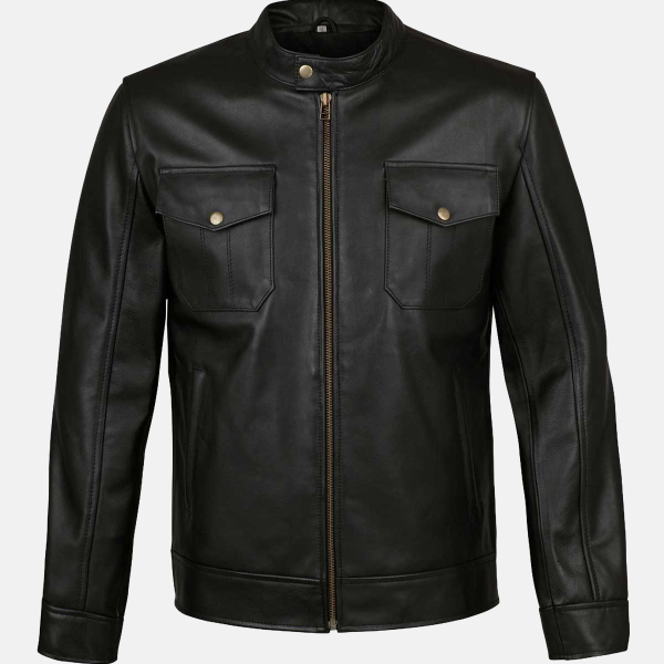 Men's 4 Pocket Black Leather Jacket