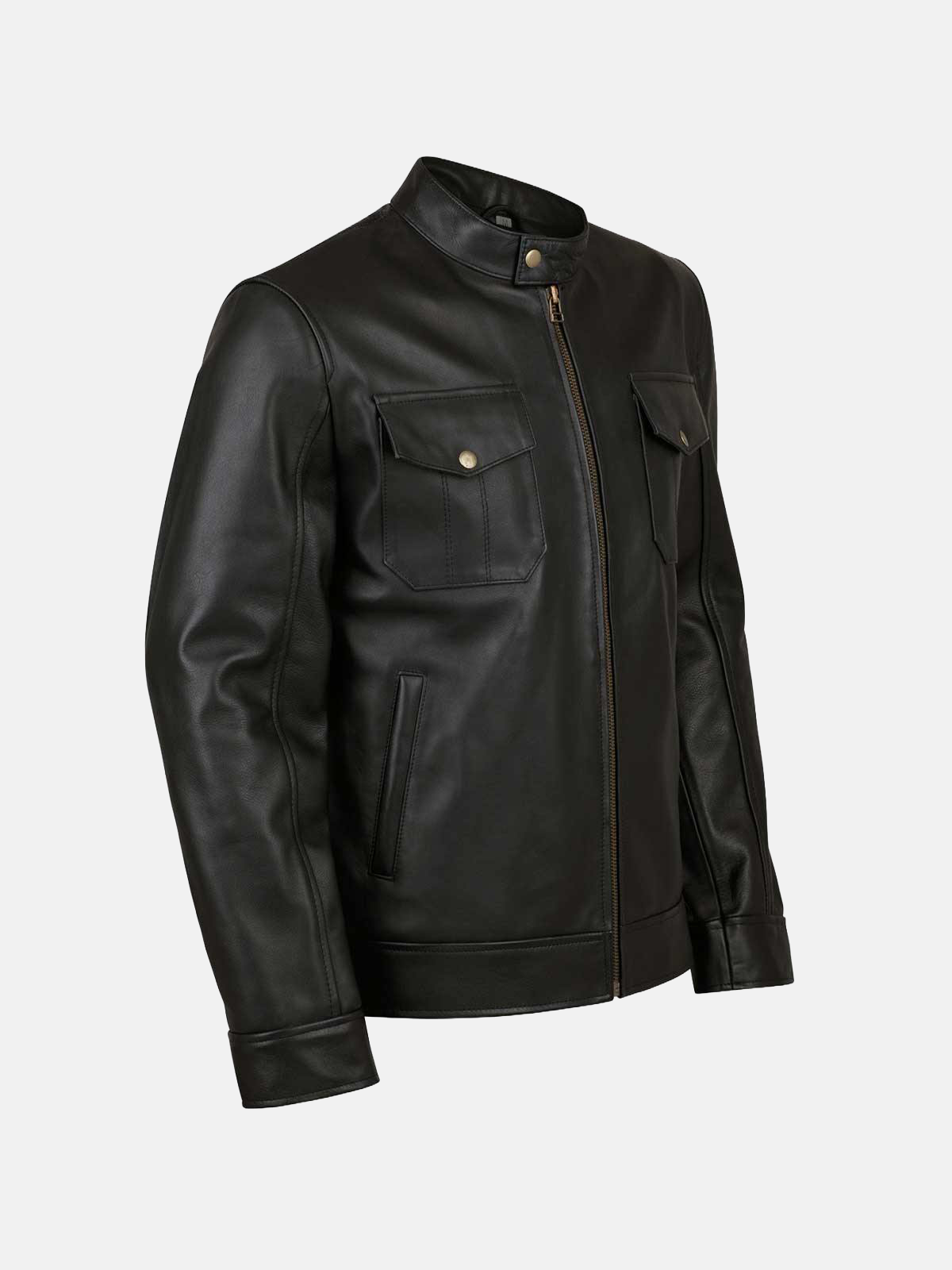 Men's 4 Pocket Black Leather Jacket